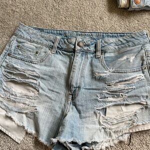 American Eagle Outfitters Distressed Light Blue Denim Cutoff Shorts